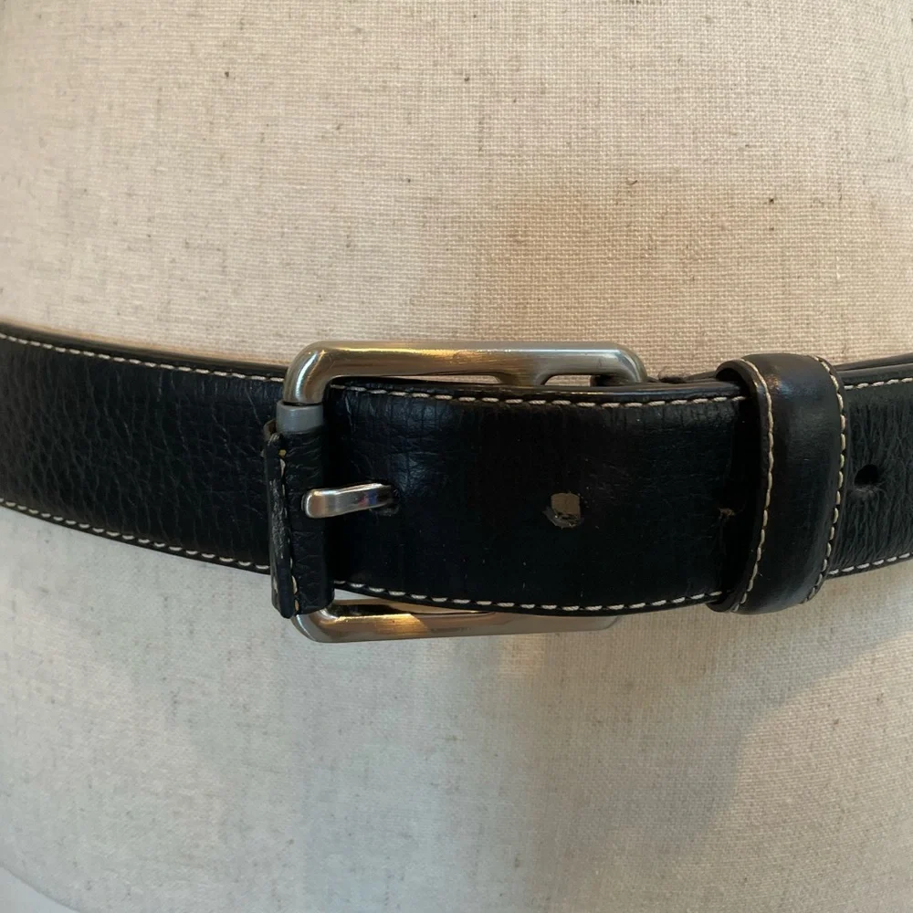 LACOSTE Men’s Classic Genuine Leather Logo Belt in Black Size 36 #25024